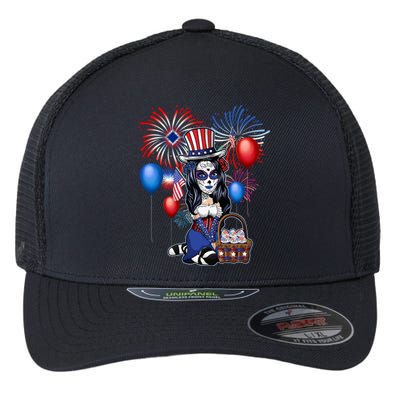 4th Of July Cute Anime Sugar Skull Ga Teen Gift Flexfit Unipanel Trucker Cap