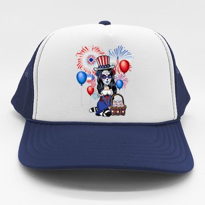 4th Of July Cute Anime Sugar Skull Ga Teen Gift Trucker Hat