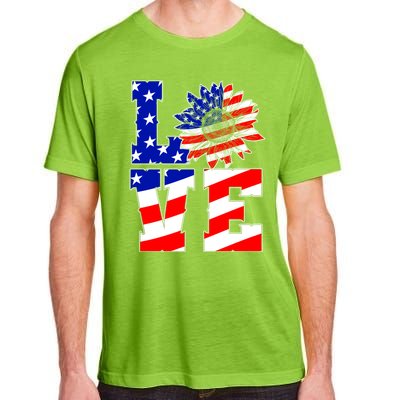 4th Of July Love Sunflower Patriotic America Flag Cool Gift Adult ChromaSoft Performance T-Shirt