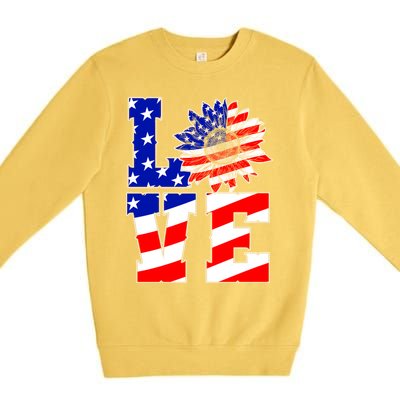 4th Of July Love Sunflower Patriotic America Flag Cool Gift Premium Crewneck Sweatshirt