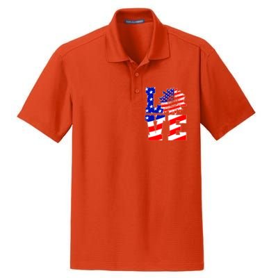 4th Of July Love Sunflower Patriotic America Flag Cool Gift Dry Zone Grid Polo