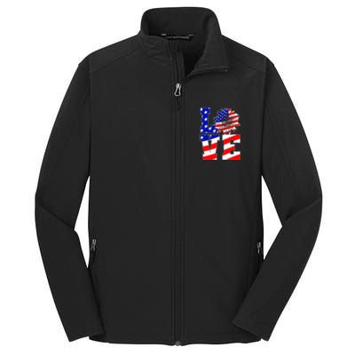 4th Of July Love Sunflower Patriotic America Flag Cool Gift Core Soft Shell Jacket