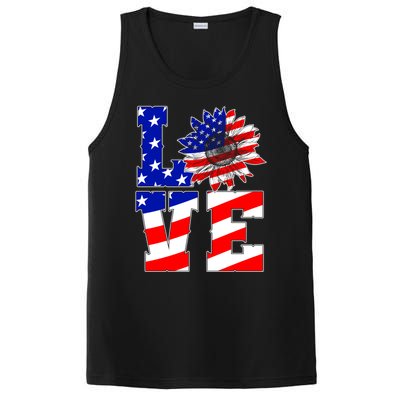 4th Of July Love Sunflower Patriotic America Flag Cool Gift PosiCharge Competitor Tank