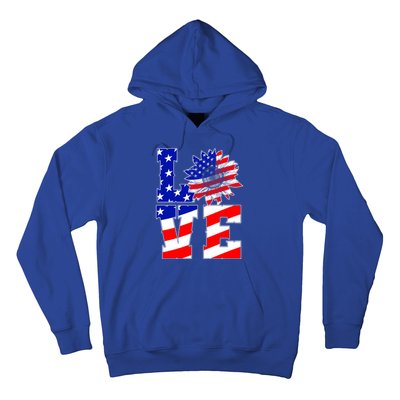 4th Of July Love Sunflower Patriotic America Flag Cool Gift Hoodie