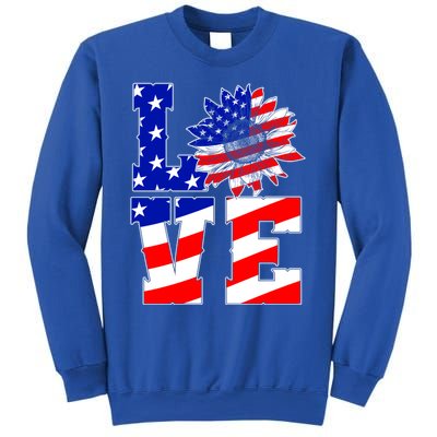 4th Of July Love Sunflower Patriotic America Flag Cool Gift Sweatshirt