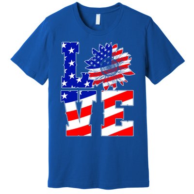 4th Of July Love Sunflower Patriotic America Flag Cool Gift Premium T-Shirt