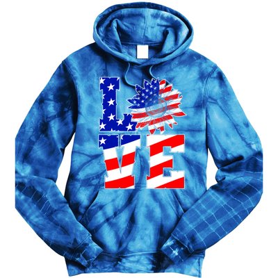 4th Of July Love Sunflower Patriotic America Flag Cool Gift Tie Dye Hoodie