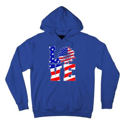 4th Of July Love Sunflower Patriotic America Flag Cool Gift Tall Hoodie