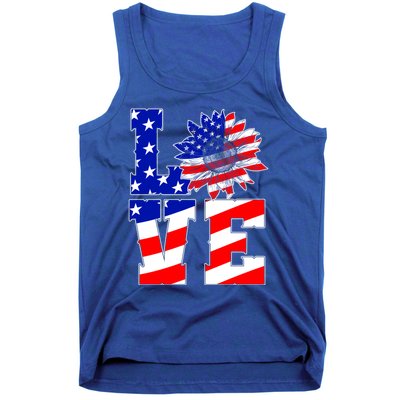 4th Of July Love Sunflower Patriotic America Flag Cool Gift Tank Top