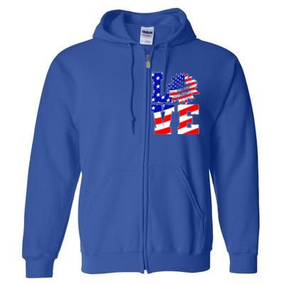 4th Of July Love Sunflower Patriotic America Flag Cool Gift Full Zip Hoodie