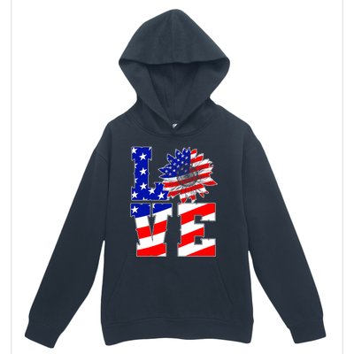 4th Of July Love Sunflower Patriotic America Flag Cool Gift Urban Pullover Hoodie