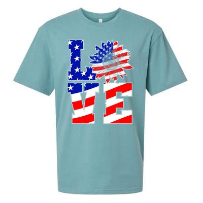 4th Of July Love Sunflower Patriotic America Flag Cool Gift Sueded Cloud Jersey T-Shirt