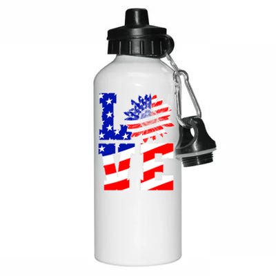 4th Of July Love Sunflower Patriotic America Flag Cool Gift Aluminum Water Bottle