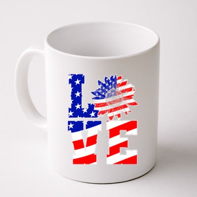 4th Of July Love Sunflower Patriotic America Flag Cool Gift Coffee Mug