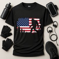 4th Of July Bigfoot Sasquatch Usa American Flag Boy Cooling Performance Crew T-Shirt