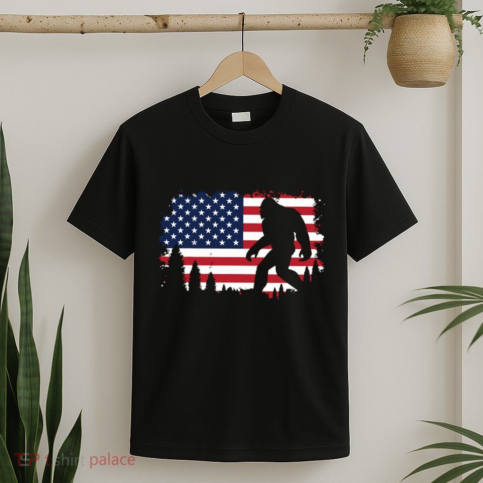 4th Of July Bigfoot Sasquatch Usa American Flag Boy T-Shirt