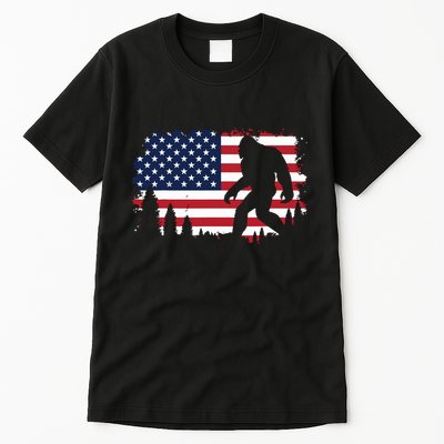 4th Of July Bigfoot Sasquatch Usa American Flag Boy Tall T-Shirt