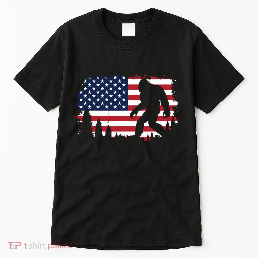 4th Of July Bigfoot Sasquatch Usa American Flag Boy Tall T-Shirt