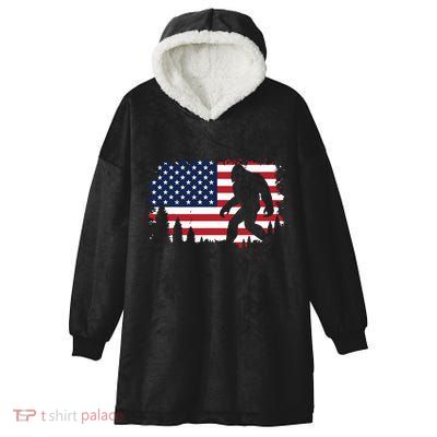 4th Of July Bigfoot Sasquatch Usa American Flag Boy Hooded Wearable Blanket