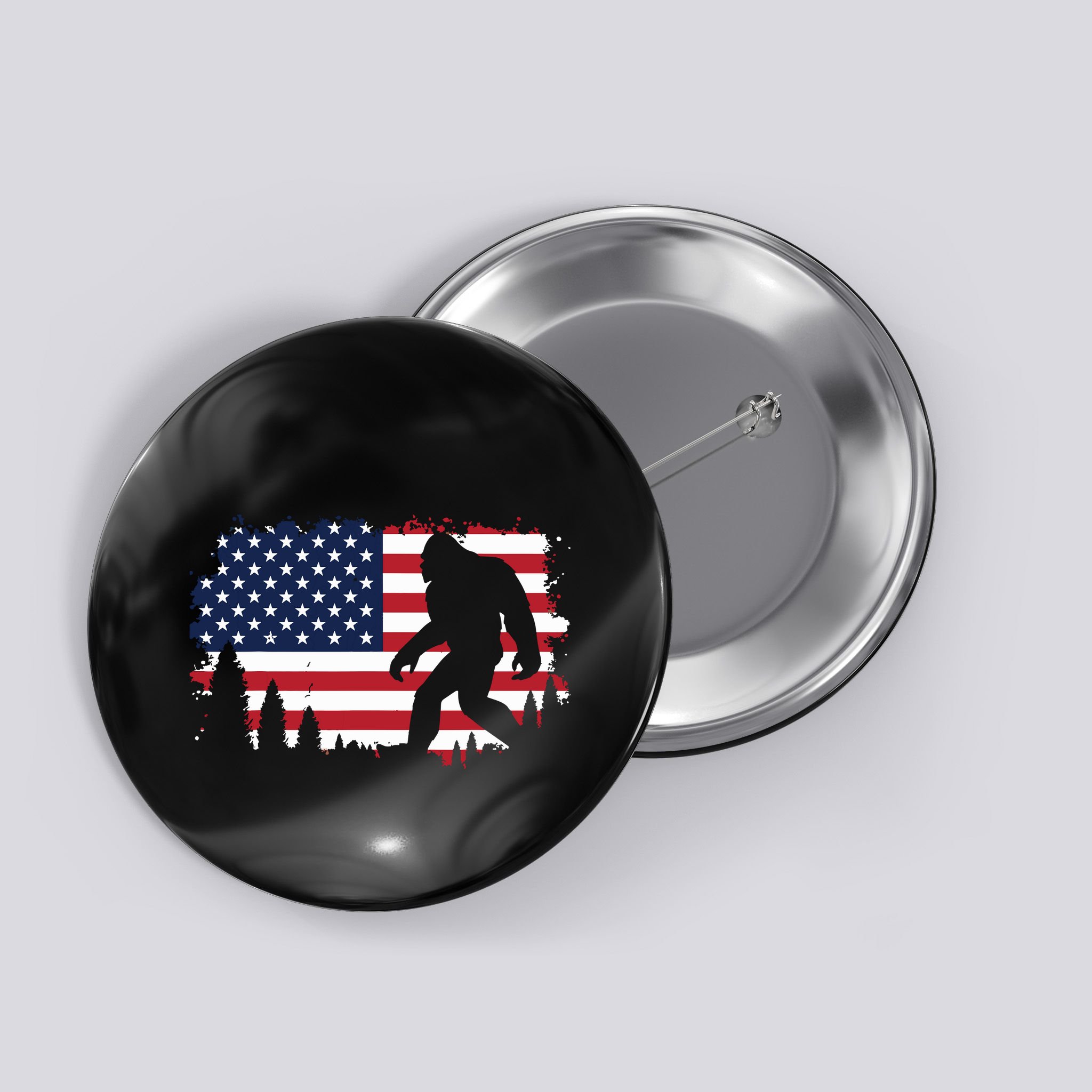 4th Of July Bigfoot Sasquatch Usa American Flag Boy Button