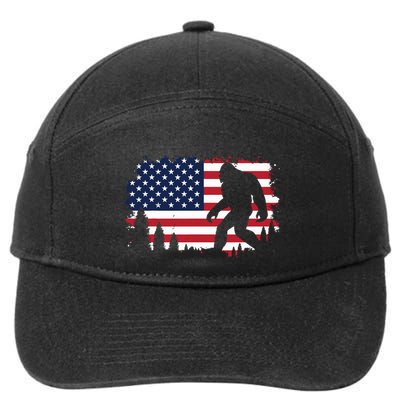 4th Of July Bigfoot Sasquatch Usa American Flag Boy 7-Panel Snapback Hat