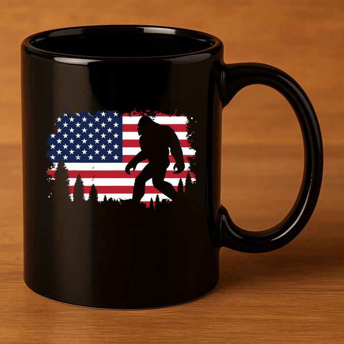 4th Of July Bigfoot Sasquatch Usa American Flag Boy 11oz C Handle Ceramic Mug