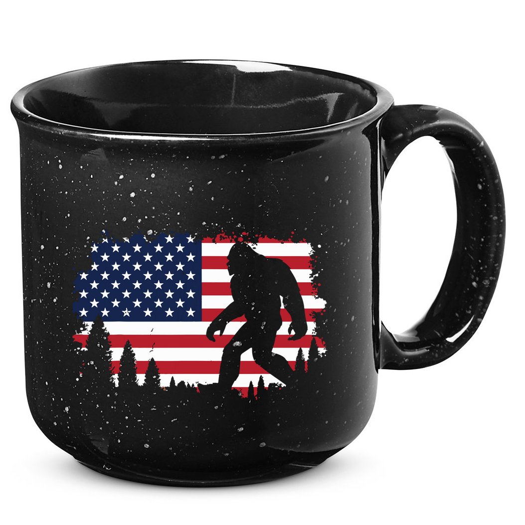 4th Of July Bigfoot Sasquatch Usa American Flag Boy 15oz Campfire Ceramic Mug