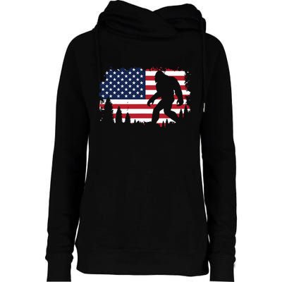 4th Of July Bigfoot Sasquatch Usa American Flag Boy Womens Funnel Neck Pullover Hood