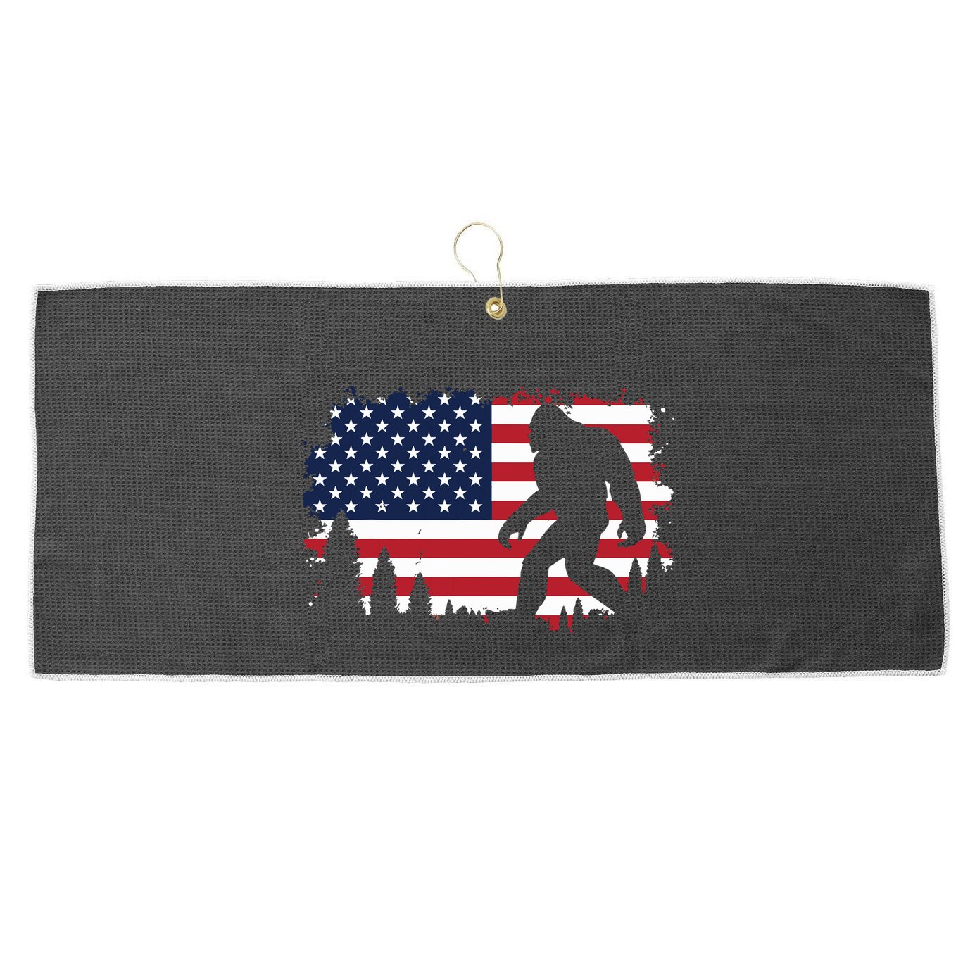 4th Of July Bigfoot Sasquatch Usa American Flag Boy Large Microfiber Waffle Golf Towel