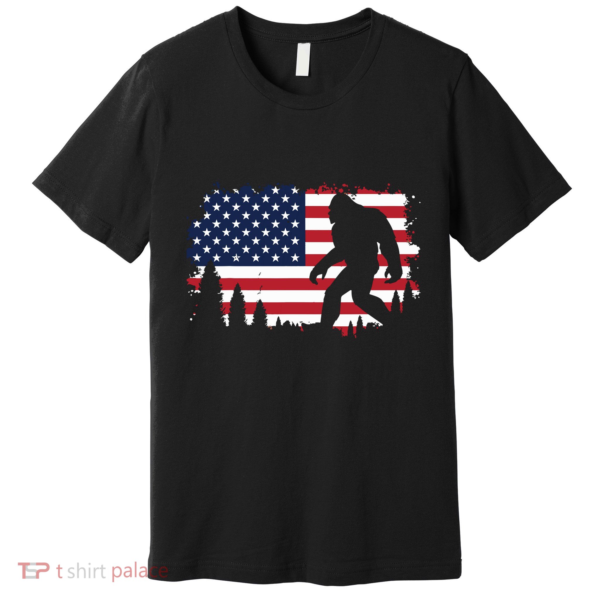 4th Of July Bigfoot Sasquatch Usa American Flag Boy Premium T-Shirt
