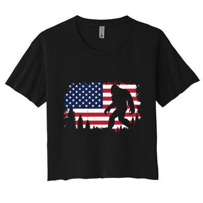 4th Of July Bigfoot Sasquatch Usa American Flag Boy Crop Top