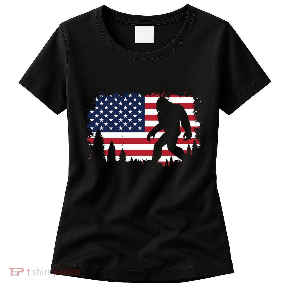 4th Of July Bigfoot Sasquatch Usa American Flag Boy Womens T-Shirt