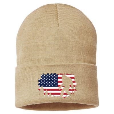 4th Of July Bigfoot Sasquatch Usa American Flag Boy Sustainable Knit Beanie