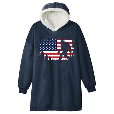 4th Of July Bigfoot Sasquatch Usa American Flag Boy Hooded Wearable Blanket