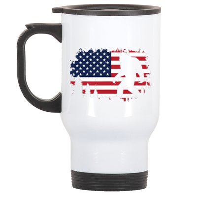 4th Of July Bigfoot Sasquatch Usa American Flag Boy Stainless Steel Travel Mug