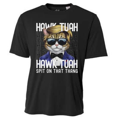 4th Of July Patriotic Cat Usa Hawk Tuah Spit On That Thing Cooling Performance Crew T-Shirt