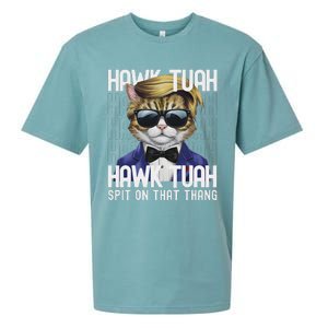 4th Of July Patriotic Cat Usa Hawk Tuah Spit On That Thing Sueded Cloud Jersey T-Shirt