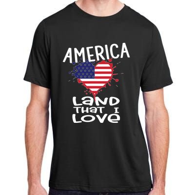 4th Of July America Land That I Love Heart Gift Adult ChromaSoft Performance T-Shirt