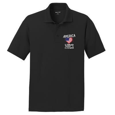 4th Of July America Land That I Love Heart Gift PosiCharge RacerMesh Polo