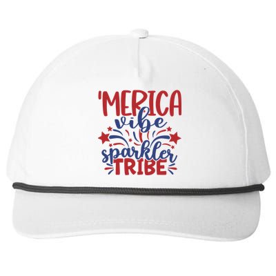 4th Of July Merica Vibes Sparkler Tribe Fireworks Funny Cute Gift Snapback Five-Panel Rope Hat