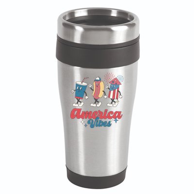 4th Of July America Vibes Hotdog Fireworks Food Retro 16oz Travel Tumbler