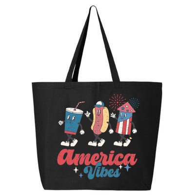 4th Of July America Vibes Hotdog Fireworks Food Retro 25L Jumbo Tote
