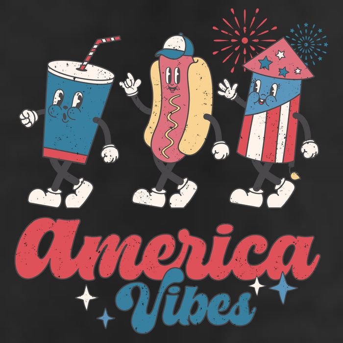 4th Of July America Vibes Hotdog Fireworks Food Retro 25L Jumbo Tote