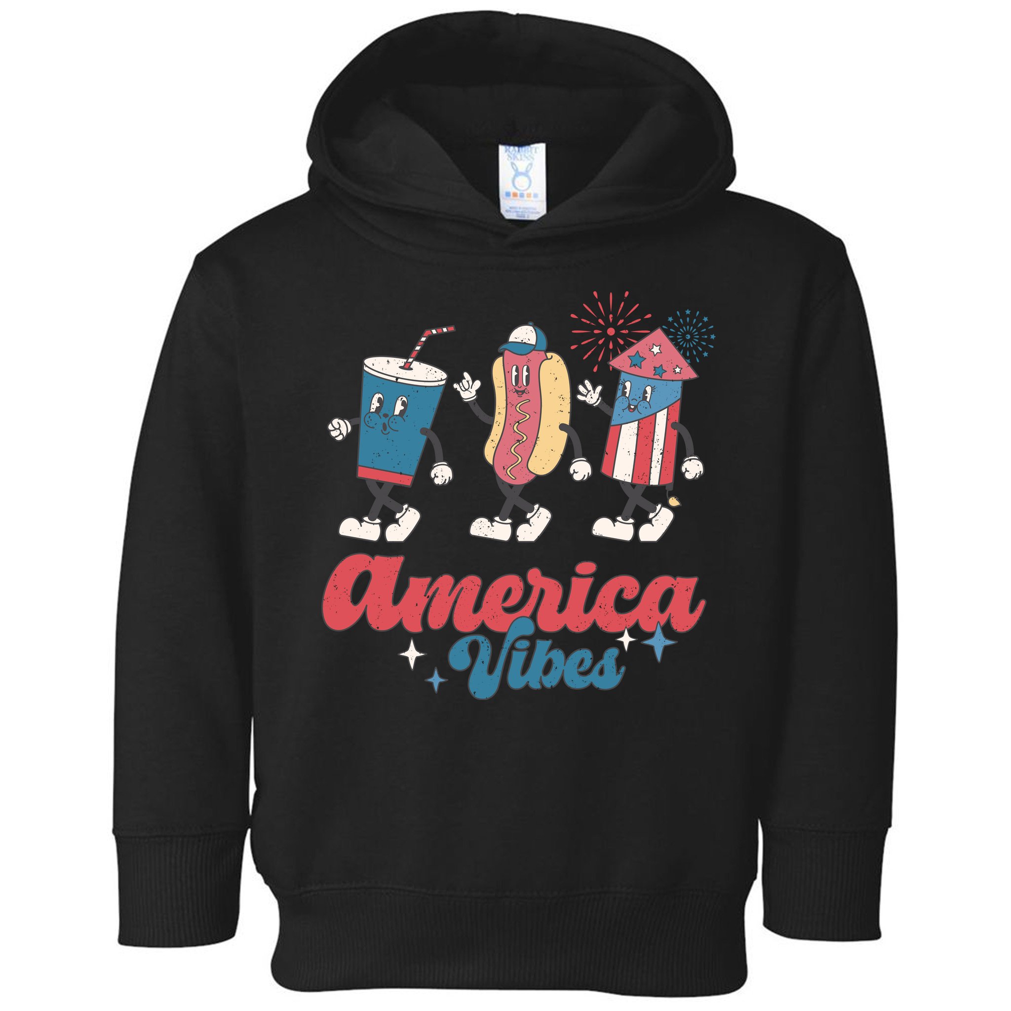4th Of July America Vibes Hotdog Fireworks Food Retro Toddler Hoodie