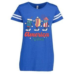 4th Of July America Vibes Hotdog Fireworks Food Retro Enza Ladies Jersey Football T-Shirt