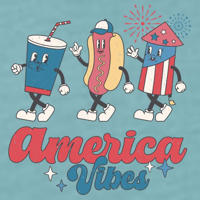 4th Of July America Vibes Hotdog Fireworks Food Retro Sueded Cloud Jersey T-Shirt