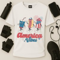 4th Of July America Vibes Hotdog Fireworks Food Retro Cooling Performance Crew T-Shirt