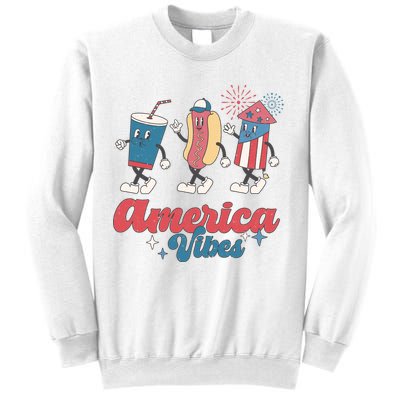 4th Of July America Vibes Hotdog Fireworks Food Retro Sweatshirt