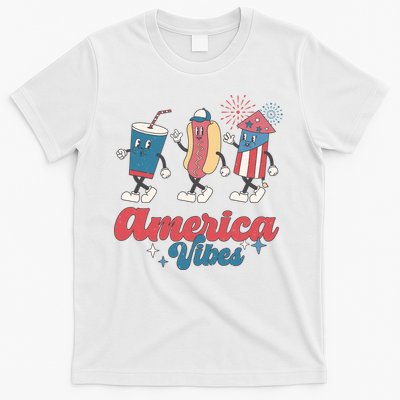 4th Of July America Vibes Hotdog Fireworks Food Retro T-Shirt