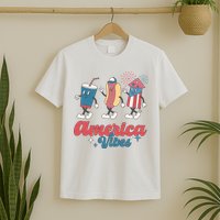 4th Of July America Vibes Hotdog Fireworks Food Retro T-Shirt